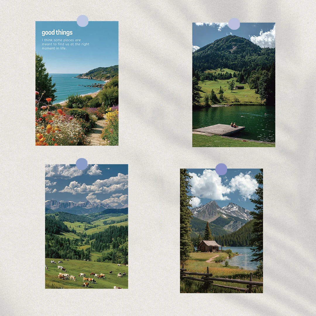 10PCS Cangye Pine Forest Rumor Card Notebook Landscaping Aesthetic Decoration Motorcycle Luggage Living Room Cards Sticker