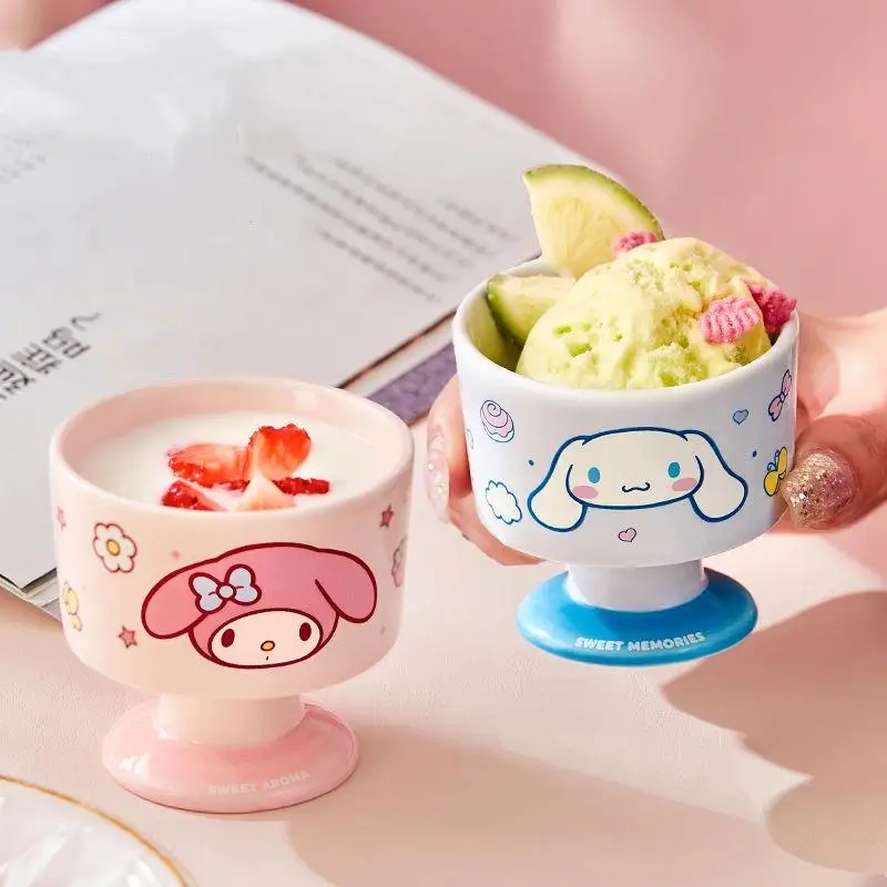 

100Ml Kawaii Cinnamoroll My Melody Yogurt Cup Cartoon Cute High Capacity Printing Home Ceramic DIY Dessert Icecream Bowl Gift