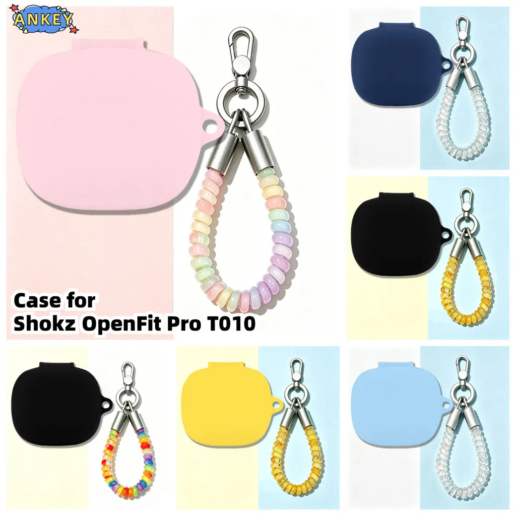 Compatible with Shokz OpenFit Pro T010 Silicone Cases Protective Shockproof Wireless Earphone Cover With Colourful spring rope