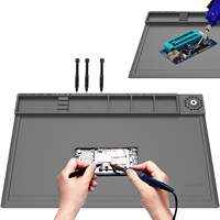 Silicone Repair Pad 932°F Heat-Resistant Soldering Mat Waterproof Electronic Repair Work Mat with Magnetic Welding Pad 46x31cm