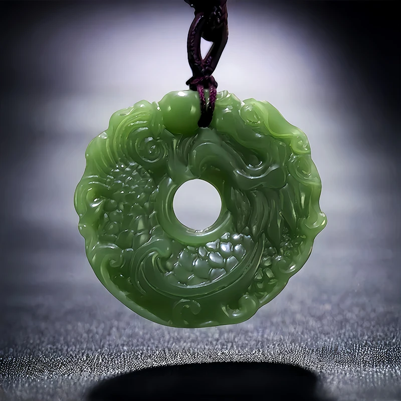 

Real Hetian Jade Dragon Pendant Necklace Charm Carved Jewelry Talismans Stone Gift Fashion Chinese Natural Designer