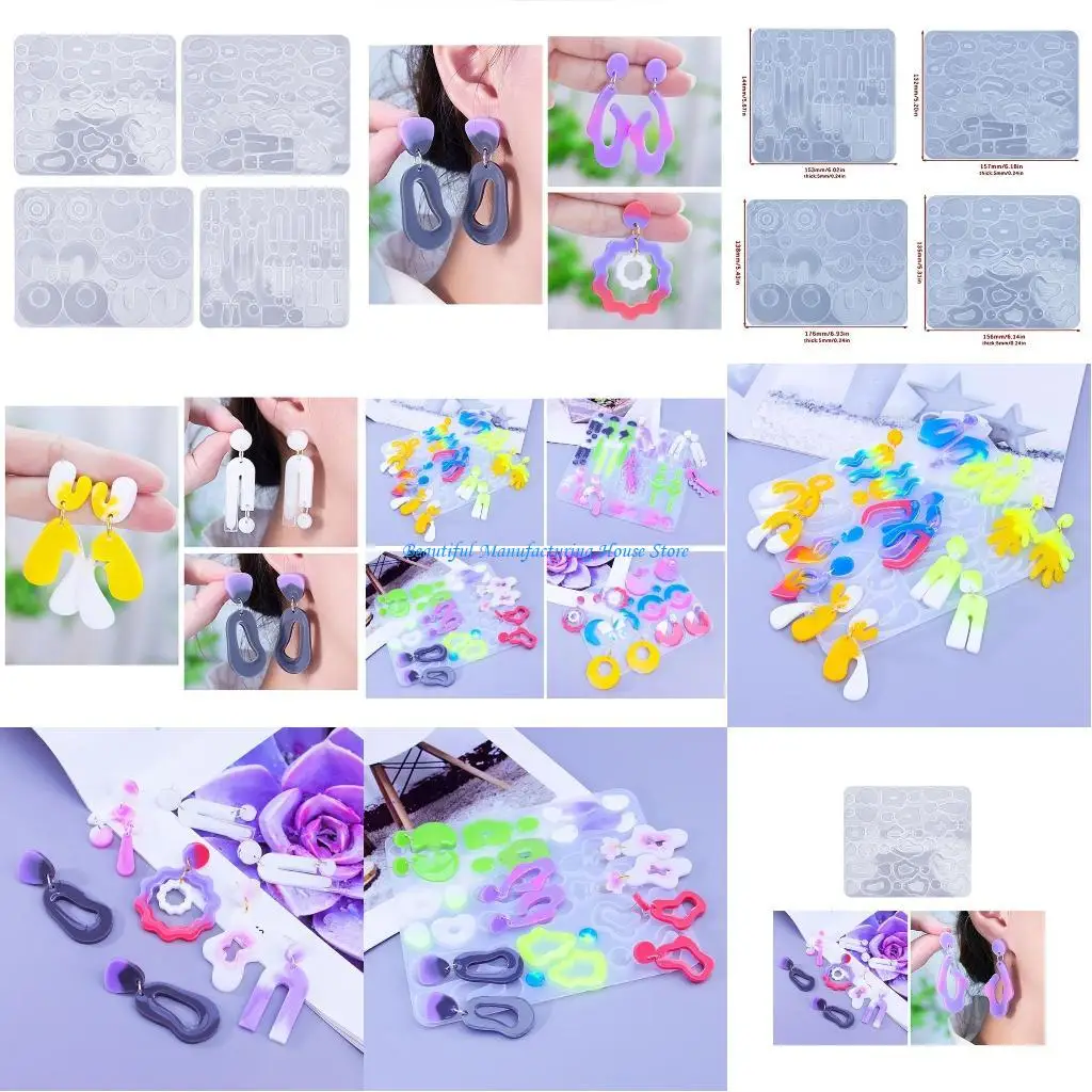 

E56A 4 шт. подвеска в форме ушей брелок силиконовая форма форма для эпоксидной смолы инструменты для изготовления ювелирных DIY