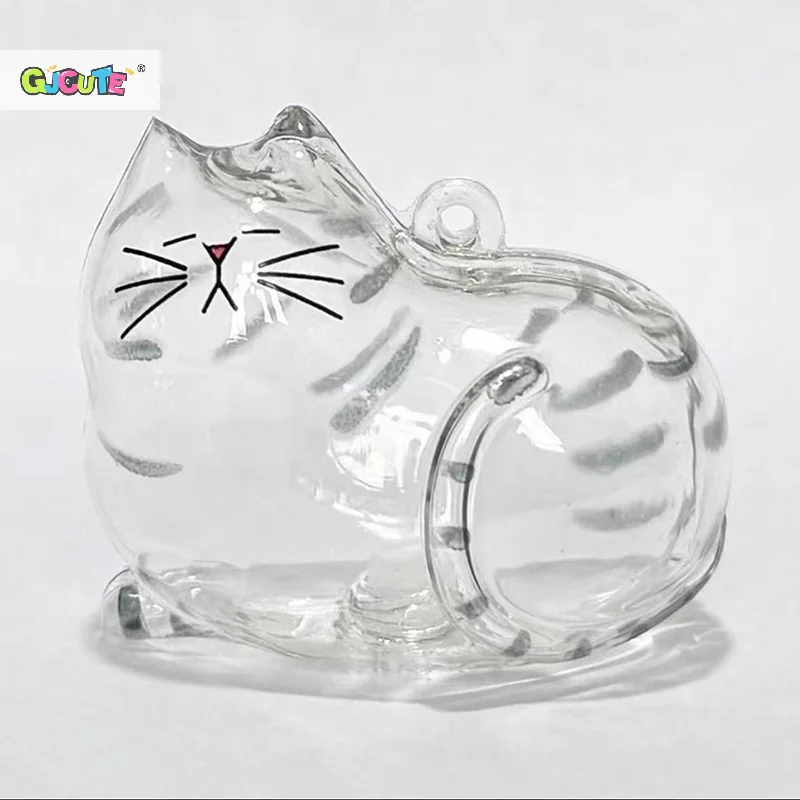 Memorial gato recipiente de armazenamento de cabelo em forma de gato chaveiro portátil artesanal boneca diy chaveiros acessórios