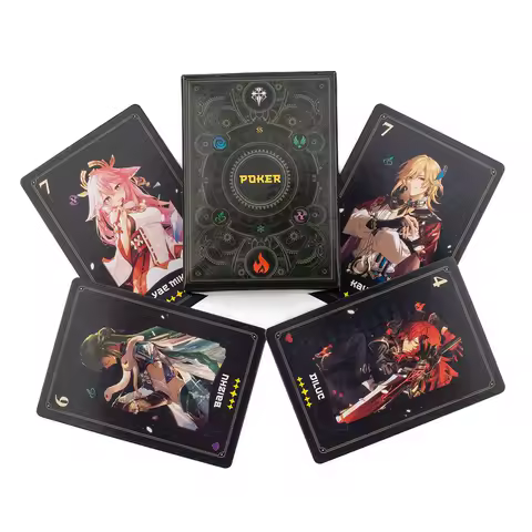Anime Genshin Impact Poker Cards 56-Card Deck Featuring Gan Yu Shen He Thunder General Bronzing Collectible Playing Cards