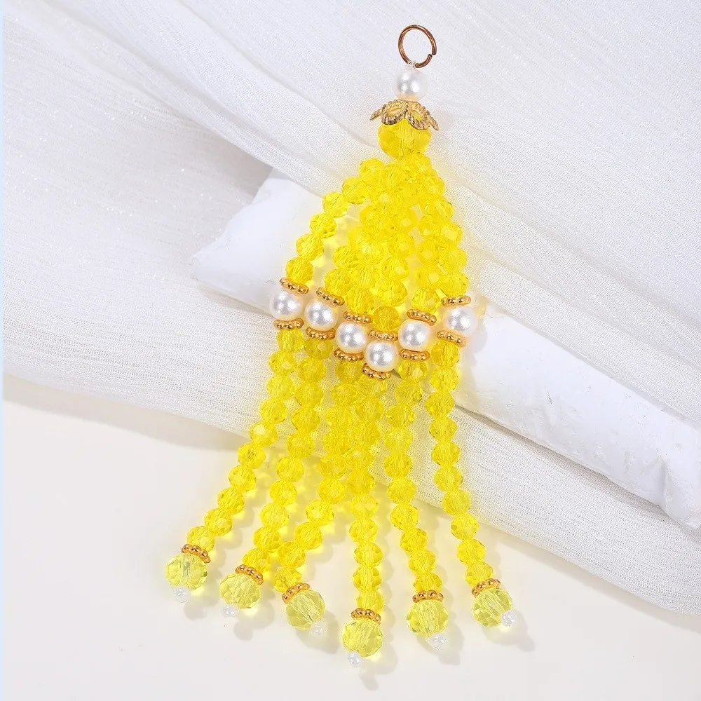 Medium Length Crystal Bead Tassel Multi-Color Handmade Bead Fringe Tassel Rice Bead Handmade Tassel Accessories Hairpin Matching