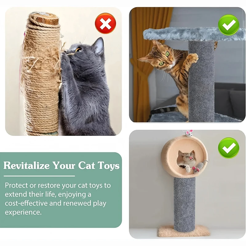 Selbstklebende Katzenkratzmatte, zuschneidbarer Katzenkratzteppich, Eckwand, Katzensofa, Möbelschutz (einschließlich 10 Fixierer) – Detail 5