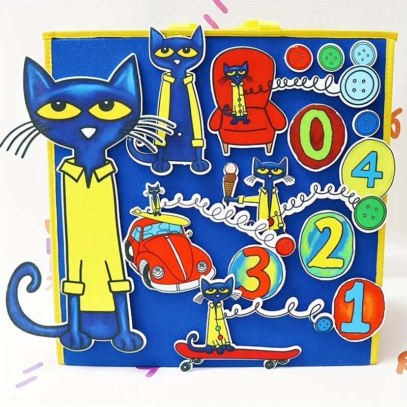 Felt Teaching Tools 'Pete the Cat and His Four Groovy Buttons' Picture Book Story Props, Classroom Interactive Teaching Tools