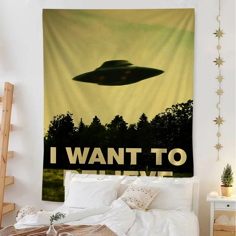 The X-Files I Want To Believe Anime Tapestry Wall Hanging Decoration Household Wall Hanging Home Decor