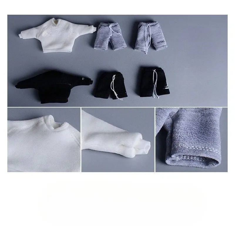 1/12 مقياس أزياء العلامة التجارية طويلة الأكمام هوديي الجندي السراويل الملابس نموذج ل 6 بوصة عمل أرقام BJD الجسم الملحقات