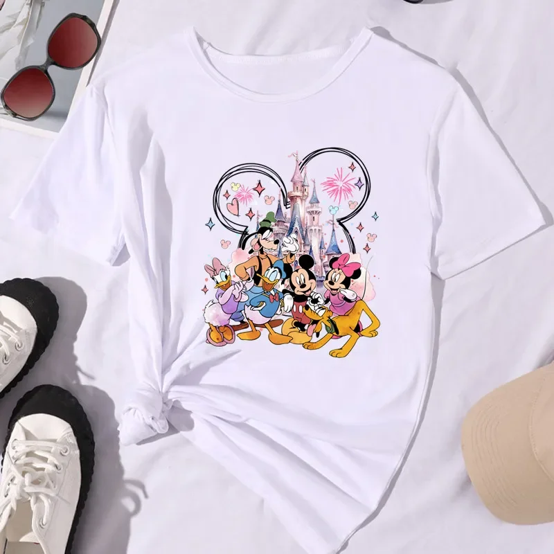 

Micky Mouse Ear Women T Shirt Dreamy Watercolor Castle Print Cute Summer Casual T-shirts Streetwear Tops Female Clothing