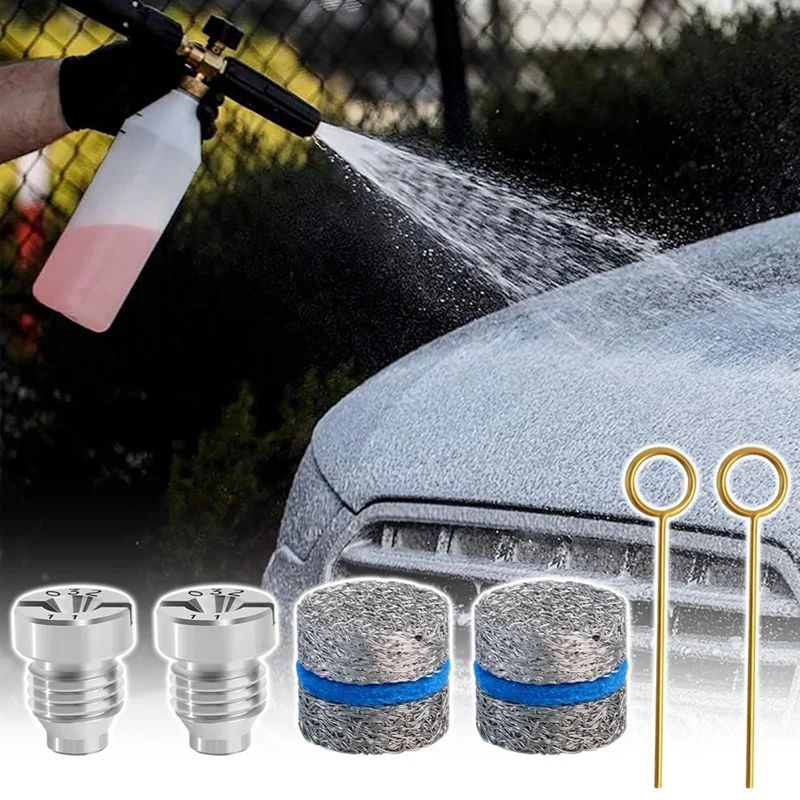 PORK-Foam Cannon Orifice Nozzle And Foam Maker Meshes Kit For Foam Cannon Replacement Thread Nozzle Tips And Mesh Filter