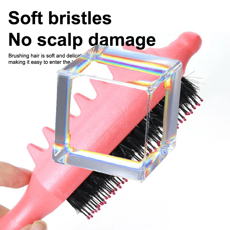 Volumizing Brush Boar Bristle Teeth Curling Roller Comb For Fluffy Hair Roots Styling Straightening Hair Tools For Women Men