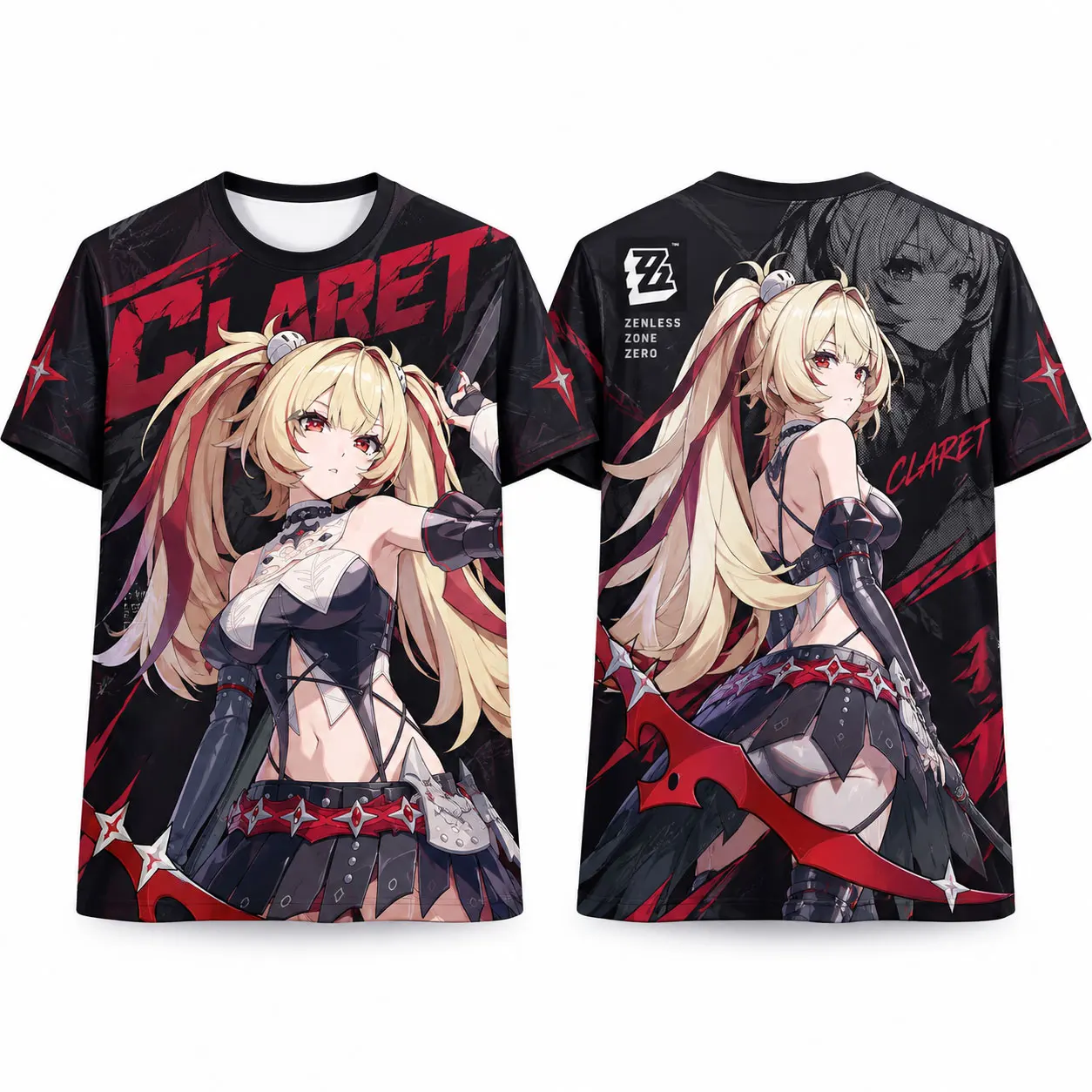 Zenless Zone Zero ZZZ Anime Cheap Graphic T-Shirt Claret Flint All Over Print Jersey, Breathable Quick Dry Tee