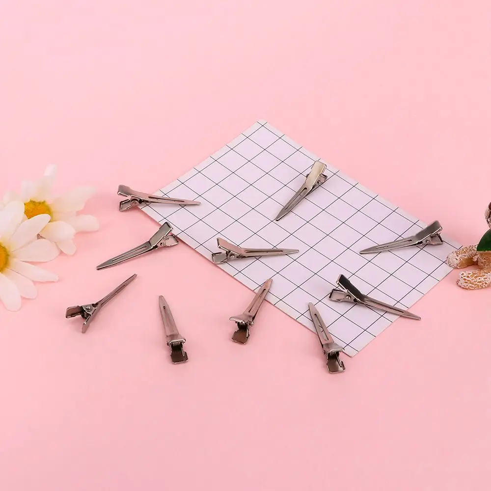 50pcs Hair Accessories Silver Color Metal Ultrathin Alligator Hair Clip Partition Clip Flat Base Duck Mouth Clip