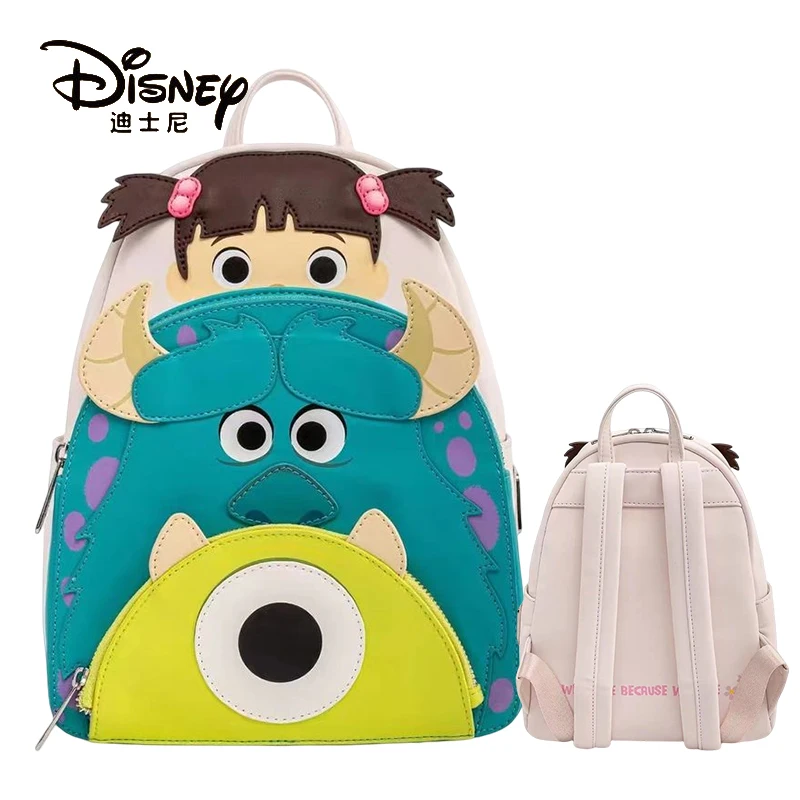 Disney Monsters University Pu Leather Panel Women\'s Backpack Boo Mike Sully Cosplay Leisure Travel Bag Mini Children\'s Schoolbag