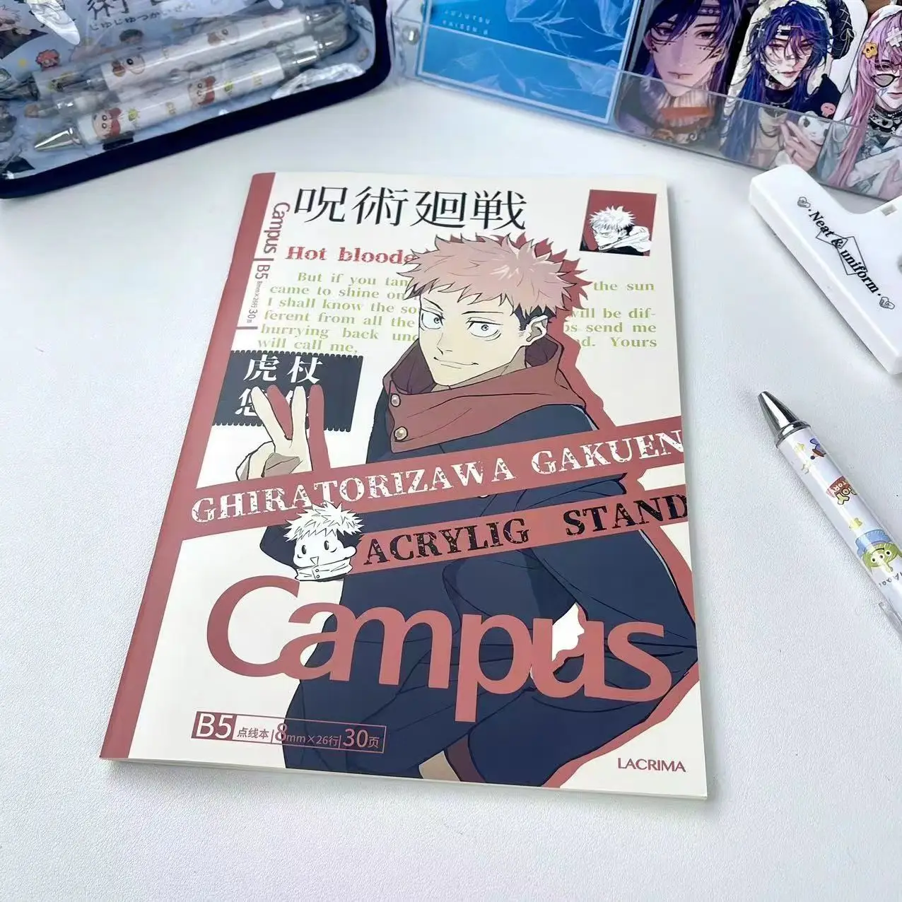 Anime Jujutsu Kaisen Satoru Gojo Geto Suguru Itadori Yuji Fushiguro Megumi Cosplay estudiante línea transversal diario cuaderno regalo