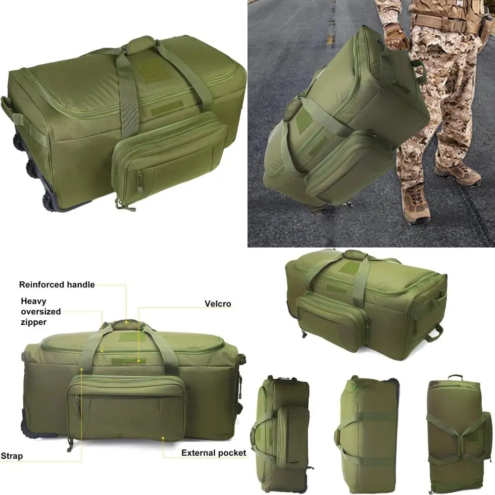 حقيبة كبيرة من القماش الخشن التكتيكي شديدة التحمل لنشر العجلات العسكرية والتخييم والمشي لمسافات طويلة - معدات خارجية خضراء #1