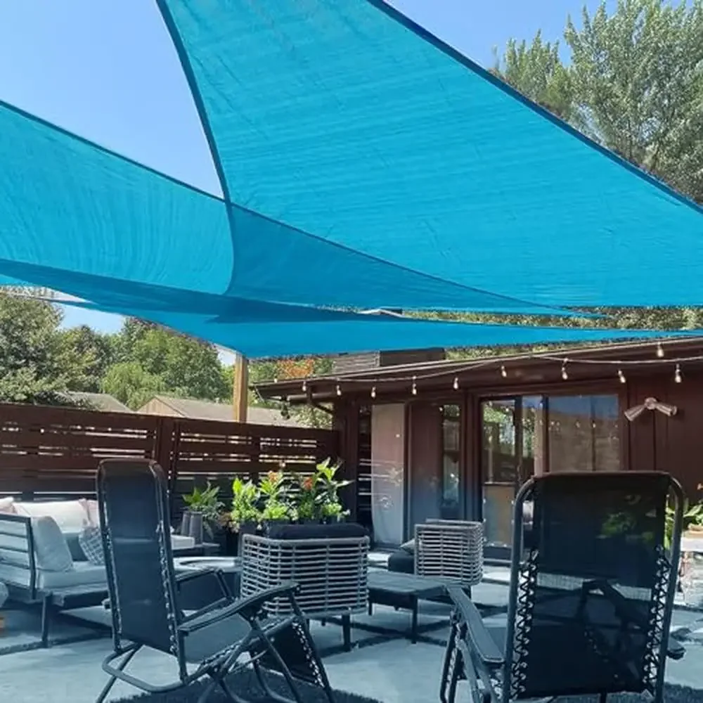 

16'5'' Triangle Sun Shade Sail Canopy UV Block Outdoor Patio Garden Backyard High-Density Fabric Stainless Steel D-Rings Ideal