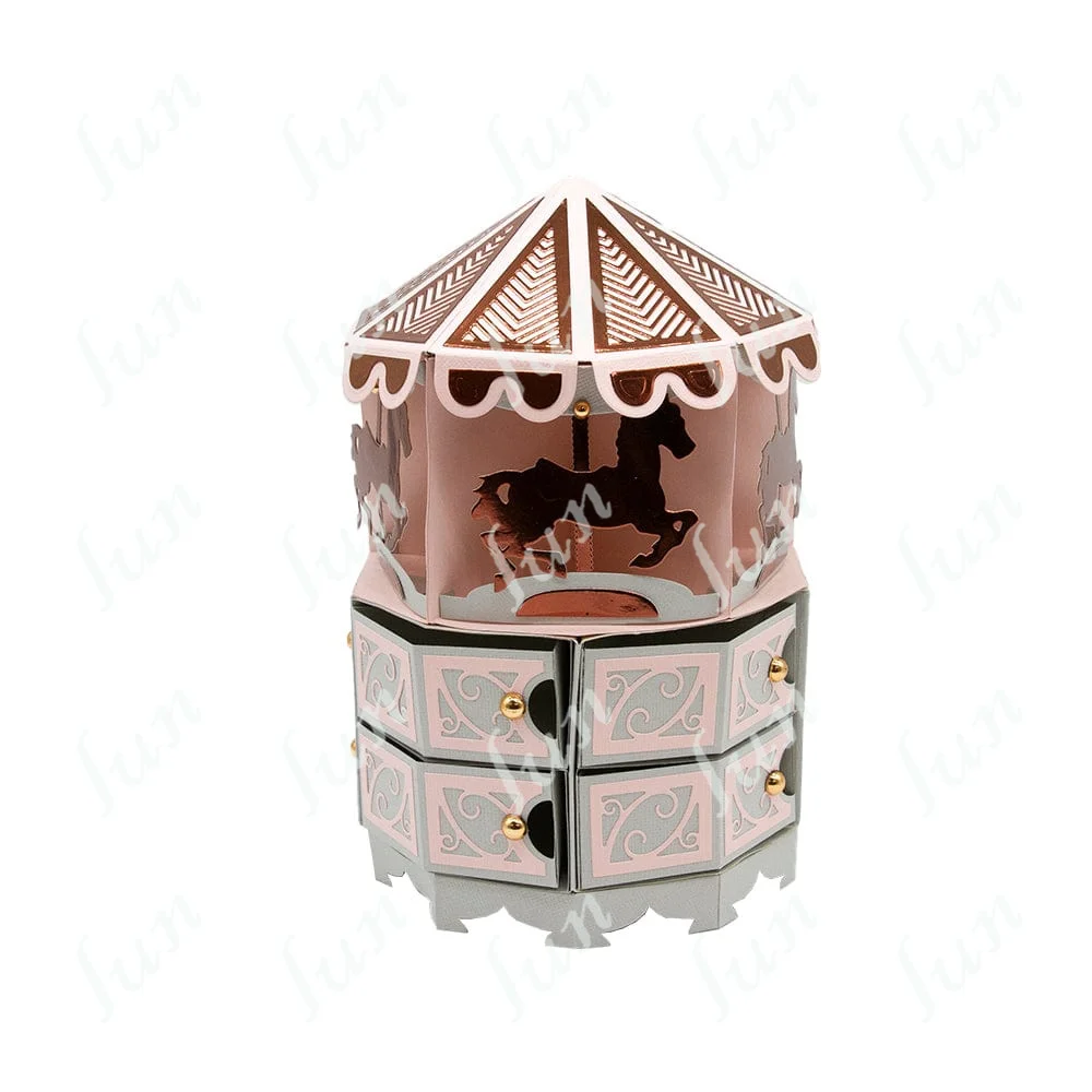 Keepsake Carousel Gift Dainty Floral Handbag Box Die Set Metal Cutting Dies Scrapbook Diary Decoration Lantern Greeting Card