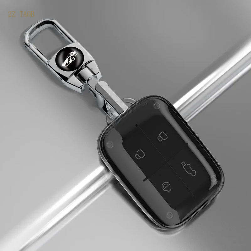 Car All Inclusive Transparent Silicone Key Case for Chery ICAR V27 Modified Car Ultra-thin Smoked Black Key Protection Case