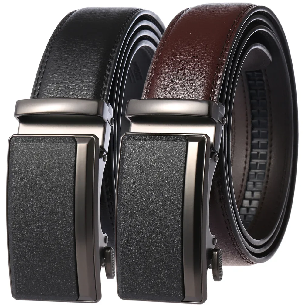 

Men's Leather Belts Fashion Automatic Buckle Cowskin Male Belts Luxury Designer Black Brown 3.5cm