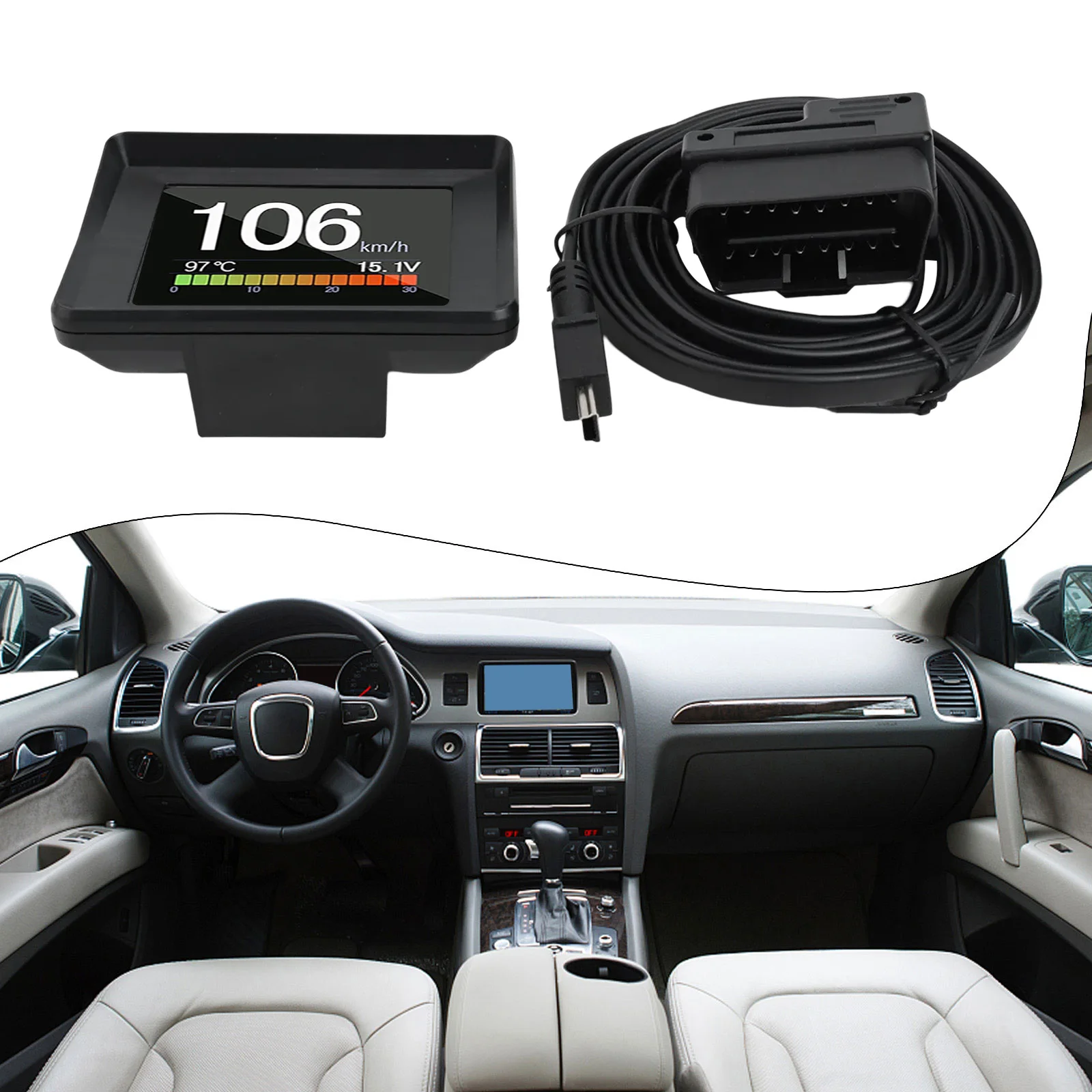 HUD Display On-board Computer Car Digital Computer Trip Display Speed Fuel Consumption Gauge Gear Shift Reminder Display
