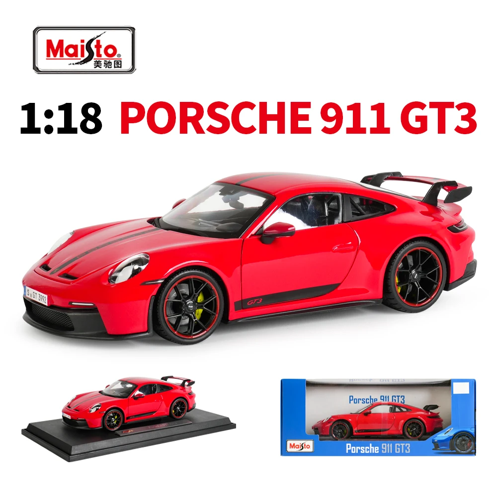 Maisto 1:18 2022 Porsche 911 GT3 Blue Sports Car Static Die Cast