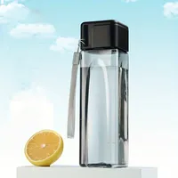 1 Pcs Clear Square Drinking Glass in Mate Plastic Portable Water Bottle with Milk Cable for Outdoor Sports