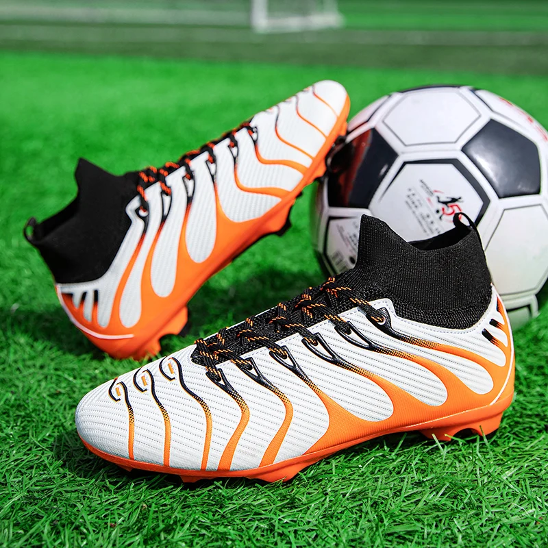 

2024 Men's Soccer Shoes Large Size Ultralight Football Boots Boys Sneakers Non-Slip AG/TF Soccer Cleats Ankle Boots Unisex