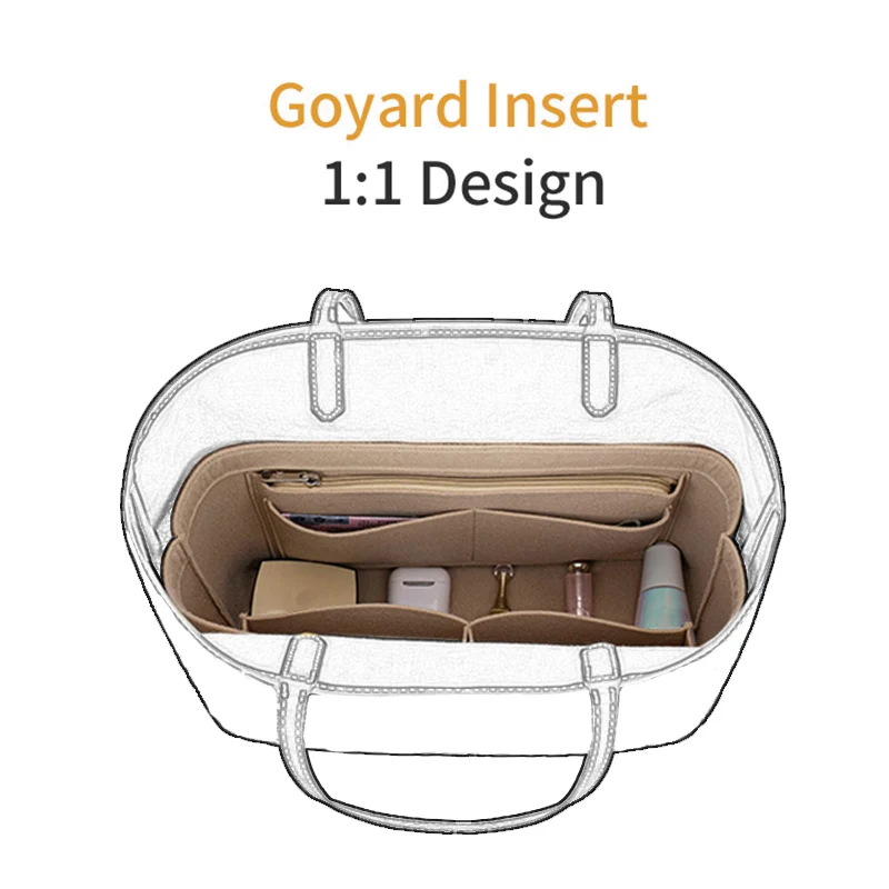Felt Insert Bag Organizer For Goyard Tote Makeup Handbag Organizer Travel Inner Purse Women Portable Cosmetic Bags