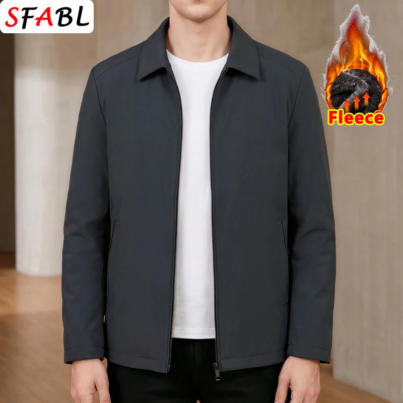 Autumn Winter Jacket Men Coat Fleece Lined Casual Jacket Men Winter Fashion Clothing 2026 New Office Dress Social Jacket Coat
