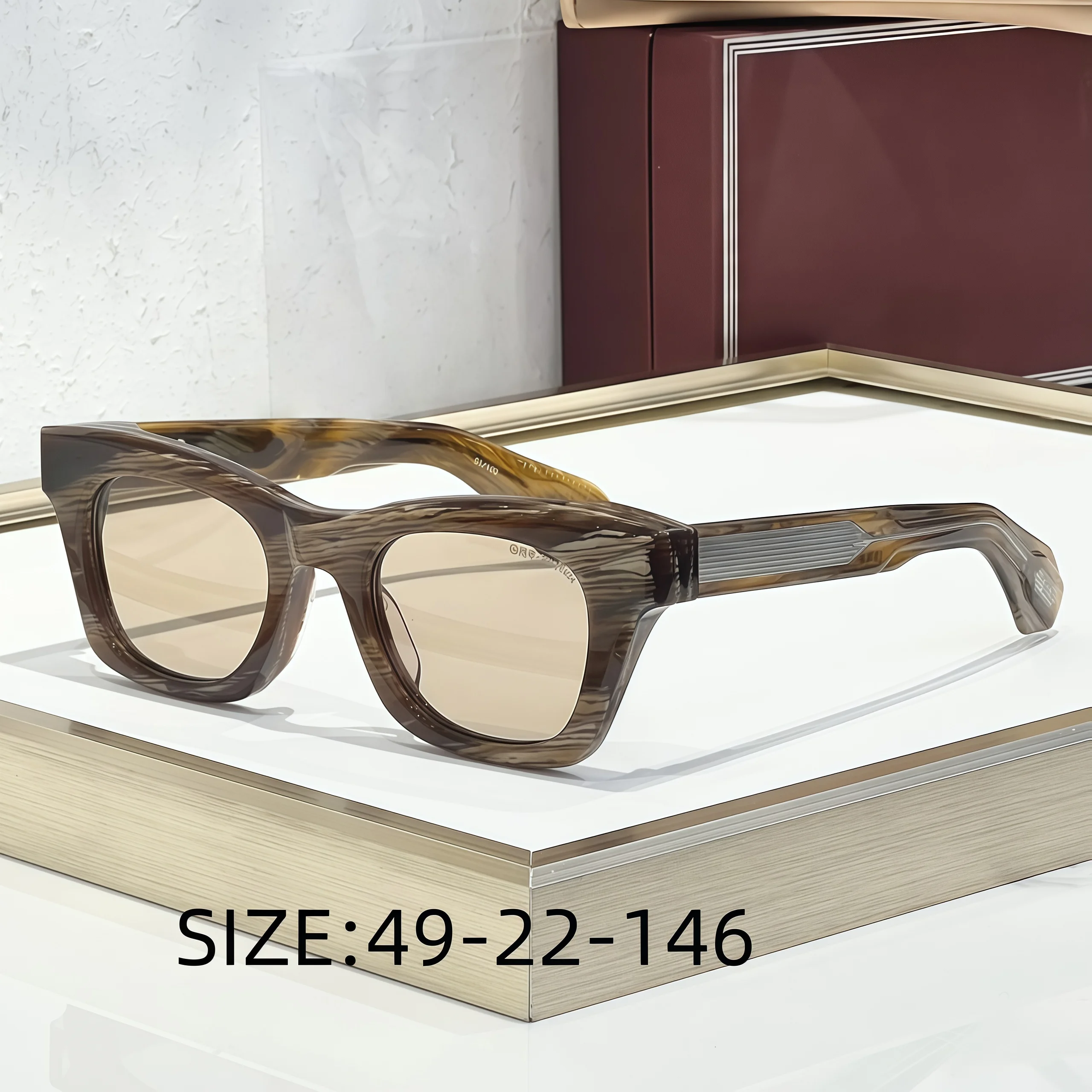 JMM Dealan 10ème Lunettes de soleil de luxe de haute qualité, acétate artisanal, rétro, œil de chat, rond, UV400, unisexe