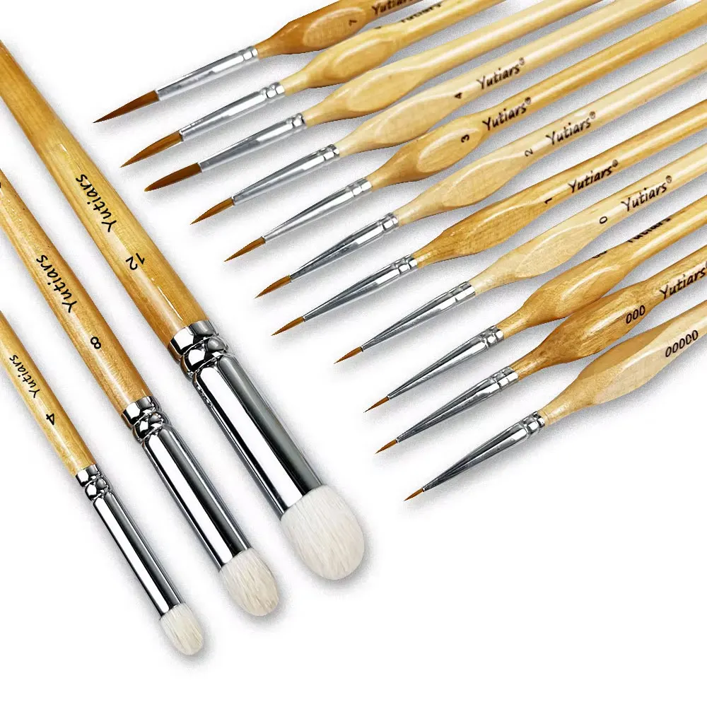 Miniatur-Pinsel-Set – Premium-Trockenpinsel aus Ziegenhaar für Modellmalerei, gewölbtes Trockenpinsel-Set für maßstabsgetreue Modelle und Miniaturen – Detail 1