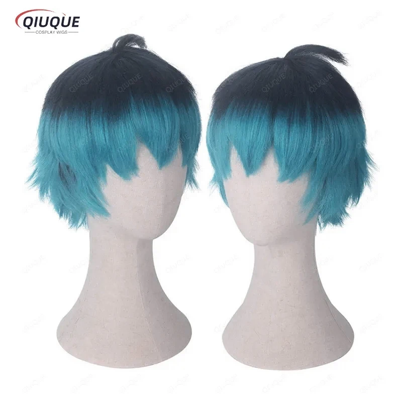 

Luka Couffaine Cosplay Wig Short Black Blue Heat Resistant Synthetic Hair Anime Cosplay Wigs + Wig Cap