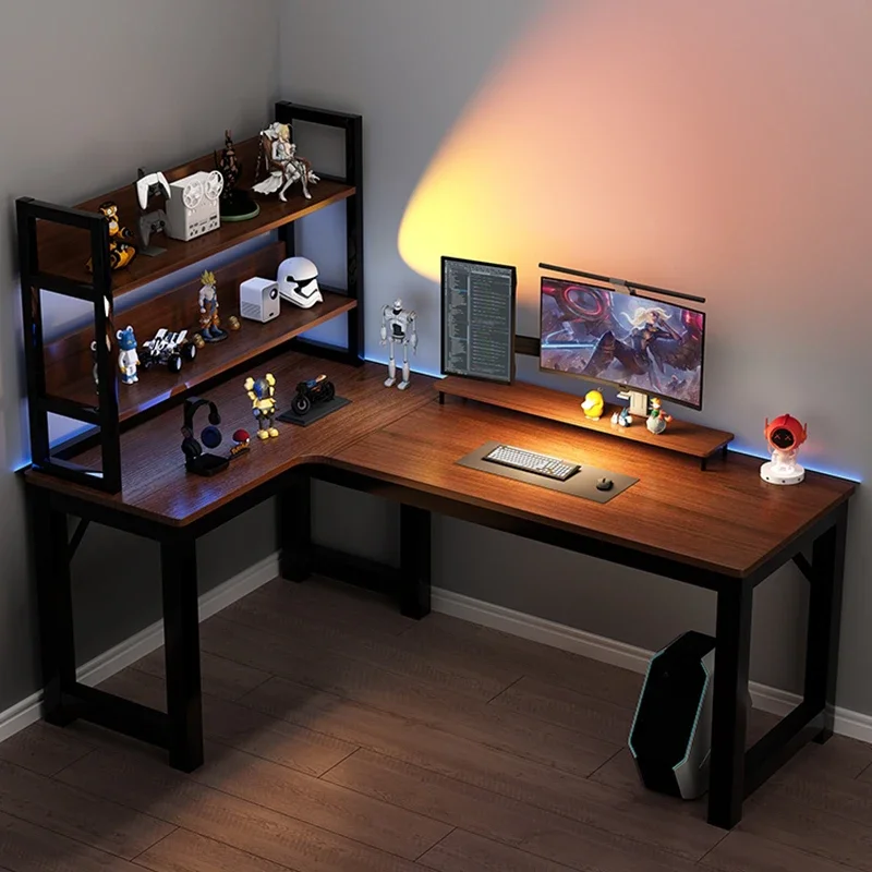 

Corner Standing Office Desk Monitor Executive Floor Setup Computer Desks Shelf Supplies Mesa De Computador Modern Furnitures