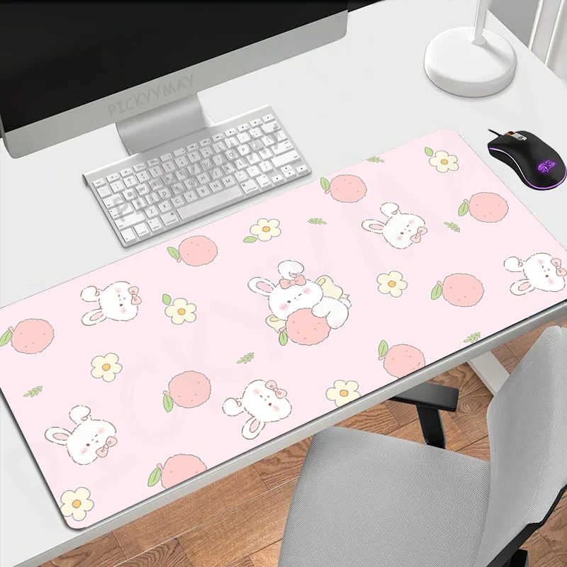 Cute Rabbit Gamer Mousepad Non-Slip Mouse Pad Large Mouse Mat Natural Rubber Desk Rug PC Desk Mats Design Mousepads 100x50cm