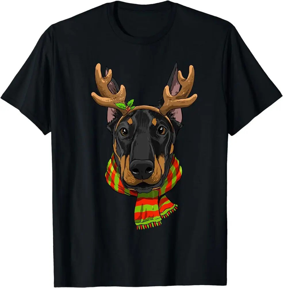 Doberman Pinscher Dog Christmas Santa Clause Reindeer T-Shirt Summer Tees Cotton Luxury brand vintage oversized