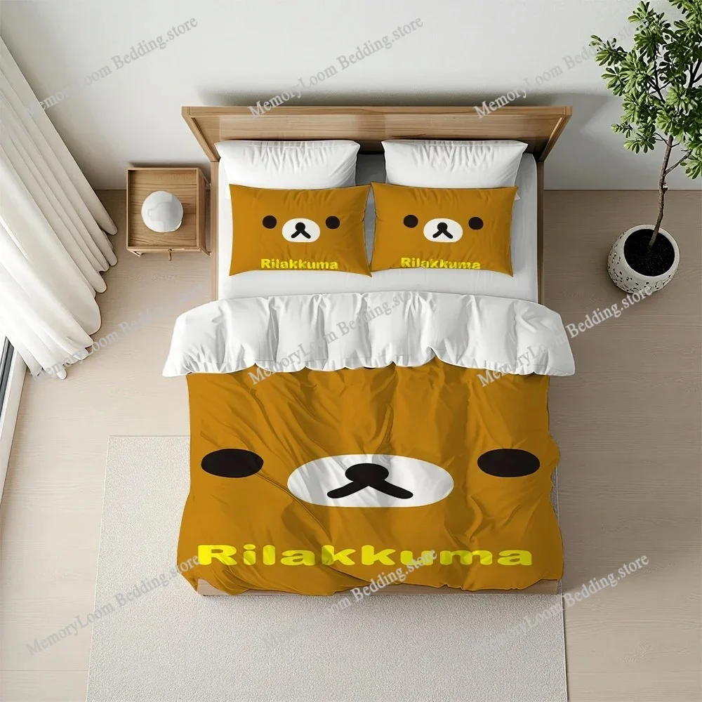 

Cartoon R-Rilakkuma Cute Duvet Cover Set Home Style Bedding Soft Laundry Cotton Bed Four Seasons Student Dormitory Luxury Gift74