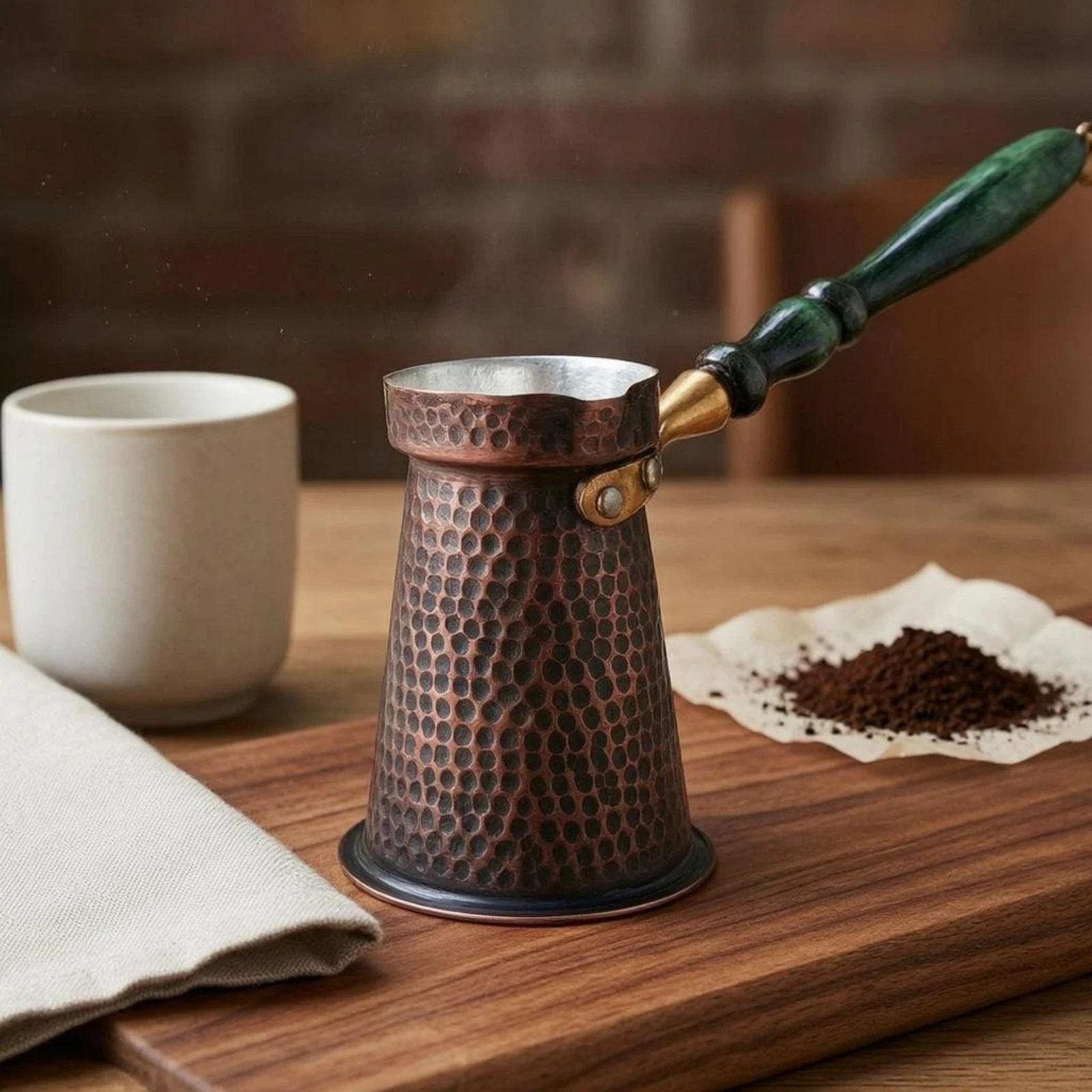 Copper Cezve Oxidized Finish Handmade Copper Coffee Pot Turkish Coffee Pot Stovetop Use Ibrik Traditional Design view 3