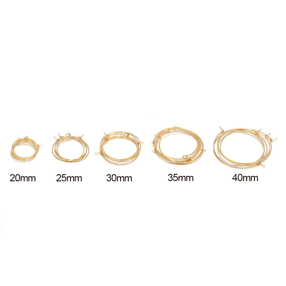 20pcs/lot High Quality Stainless Steel Gold Big Circle Wire Earrings for DIY Hoop Earring Jewelry Making Accessories Supplies