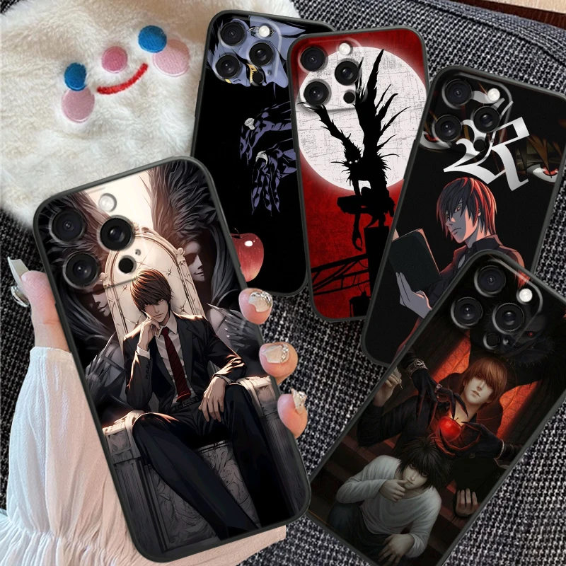 Anime D-Death N-Note Apple For Apple iPhone 16 15 14 13 12 11 XS XR X Pro Max Plus Mini Black TPU Phone Case