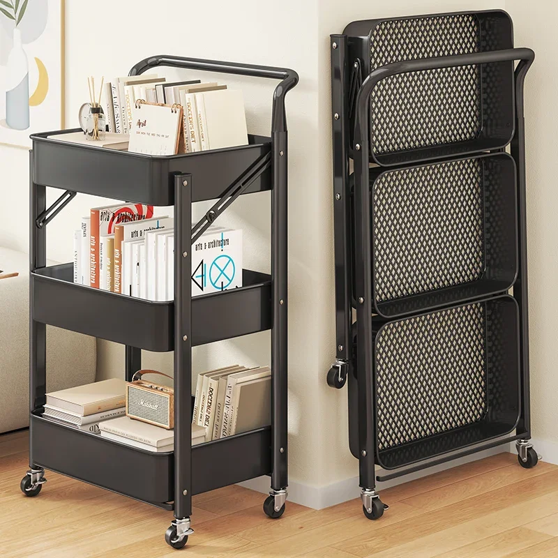 Trolley Rack Kitchen Bathroom Floor To Ceiling Multi-storey Bedroom Books Mobile Baby Toys Snack Storage Rack Factory