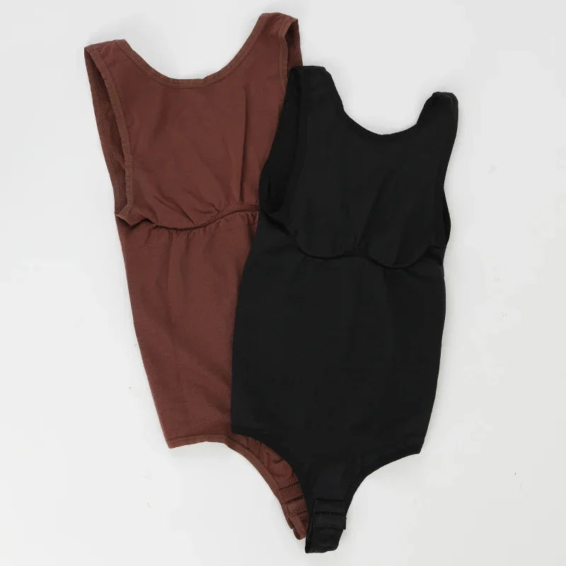 Seamless Bodysuit Women Shapewear Tummy Control Collar Tank Top U-Shape Backless Body Shaper Thongs Underwear Slim Waist