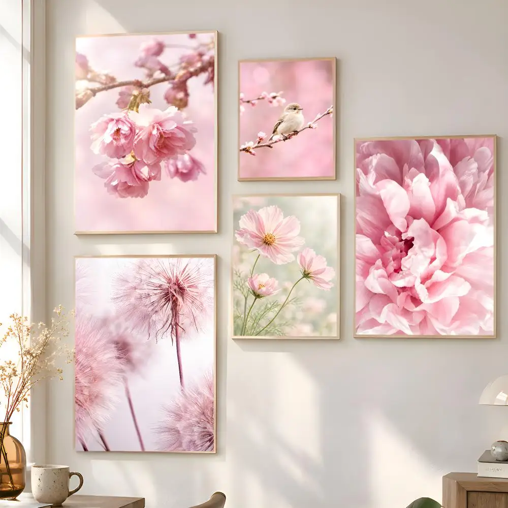 Blush Floral Decor Poster Matte Self Adhesive Wall Art Home Decor Bedroom Living Room