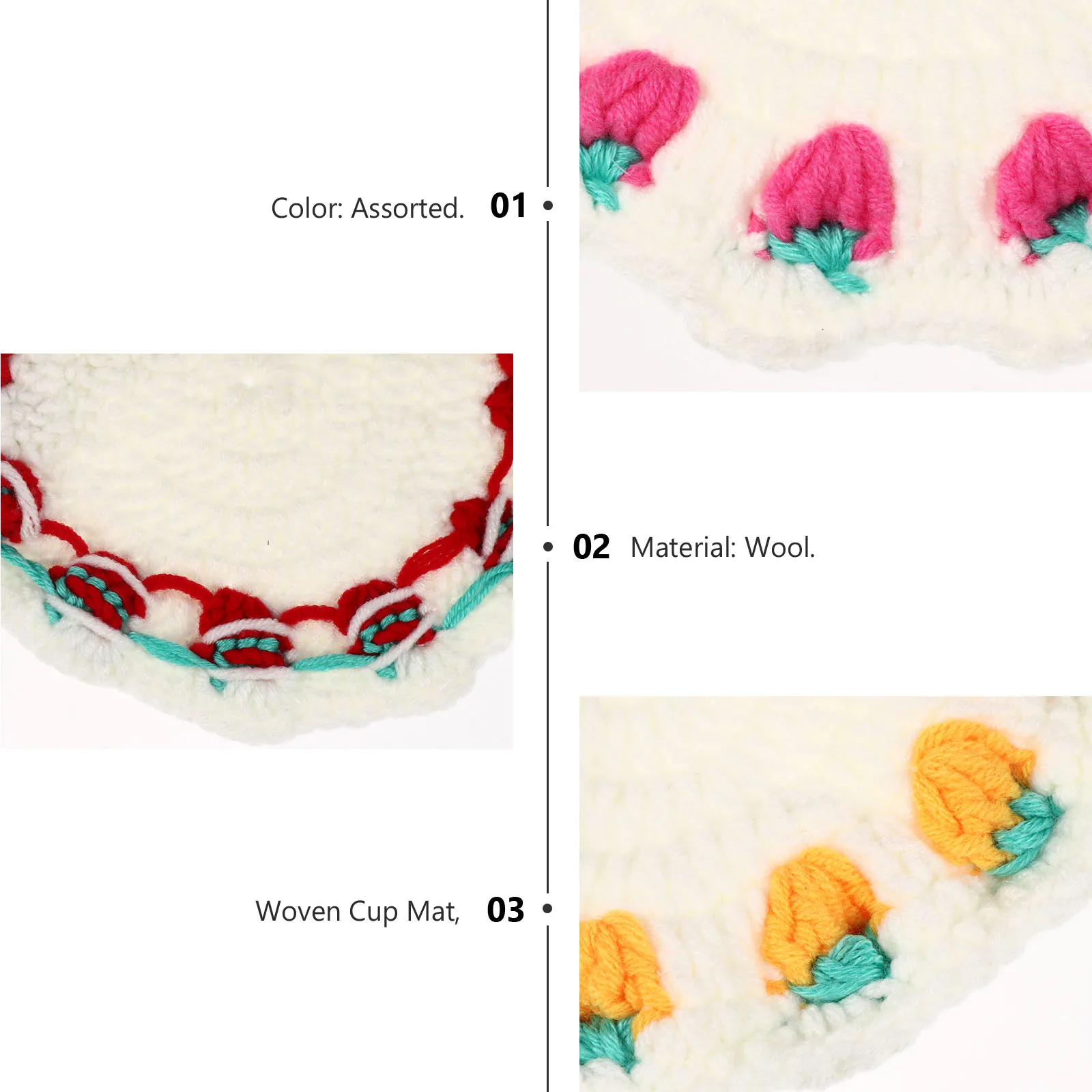 

5pcs Strawberry Coasters Handmade Wool Woven Cup Mat Thick Braided Placemat Decorative Table Mat For Home Kitchen Reusable