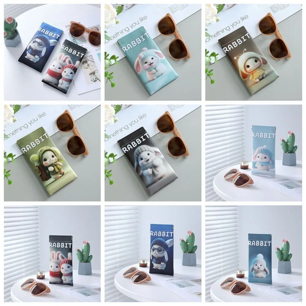

Rabbit Self-closing Glasses Bag Letter PU Leather Rabbit Lipstick Bag Coin Purse Sunglasses Case Cartoon Mini Coin Purse