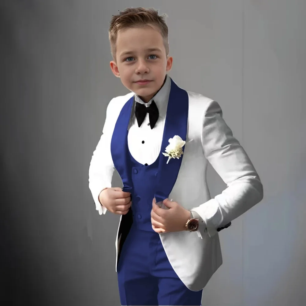 

Suit for Boys Wedding Tuxedo 3 Piece Jacket Pants Vest Kids Blazer Set Slim Fit Tailored Outfit