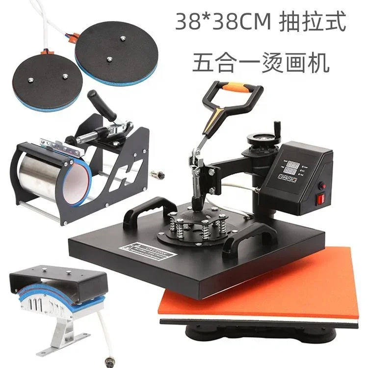 38*38 five in one hot stamping machine heat press for machine factory supplier easy operate high quality for shirts