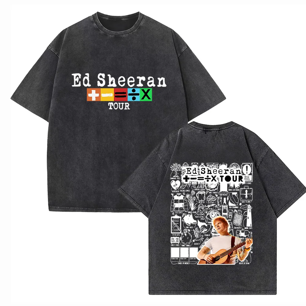 Ed Sheeran 2024 Tour Shirts Harajuku Vintage O-Neck Short Sleeve Cotton Man Woman T-Shirts Gift Tops