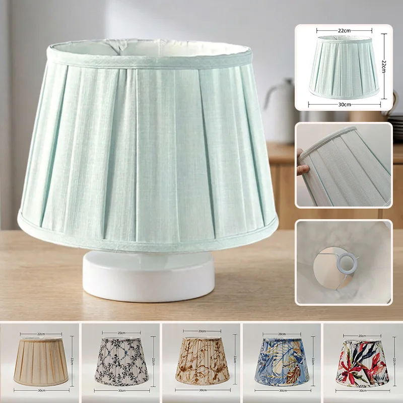Round Pleated Fabric Lampshade Cover Universal Handmade Replacement Shell For Wall Sconces Nightstand Light Standing Floor Light